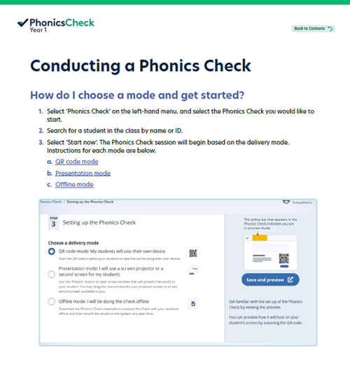 Year 1 Phonics Check user manual Image