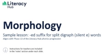 Morphology lesson student worksheet: -ed suffix plus split digraph words Image