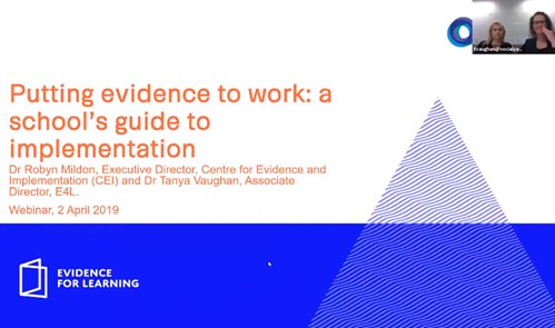 Evidence for Learning: Webinar series about turning evidence into practice Image