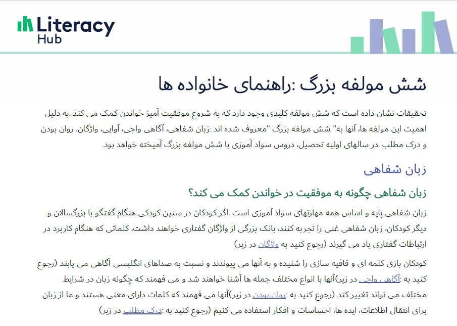 The Big Six: a guide for families Persian Image