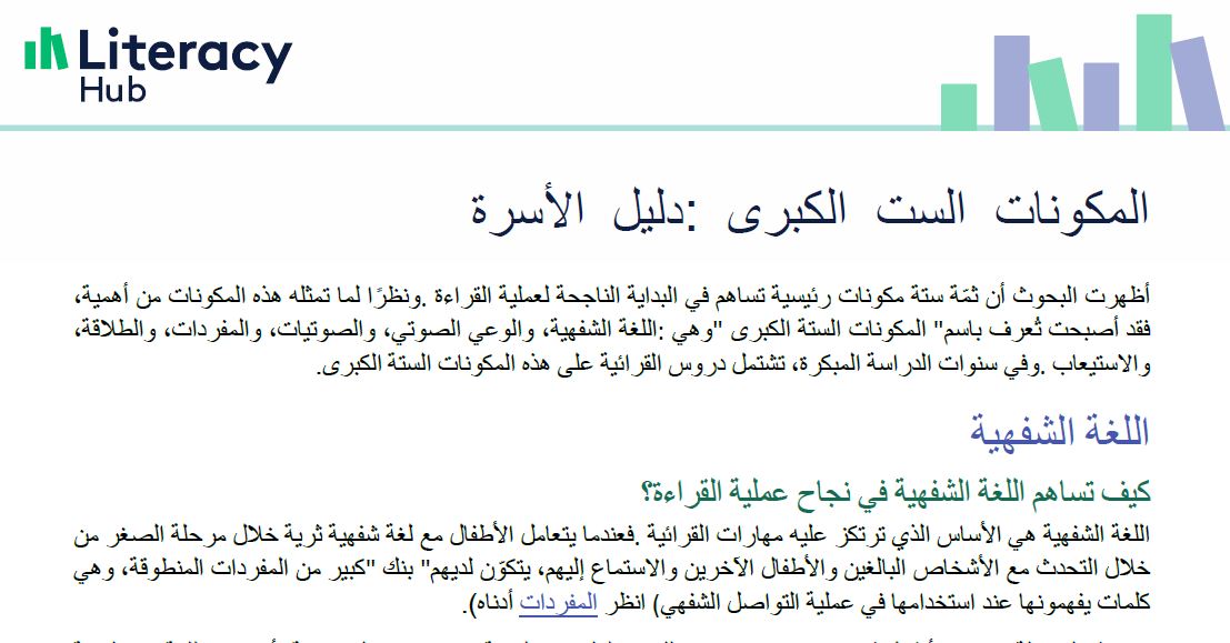 The Big Six: a guide for families Arabic Image