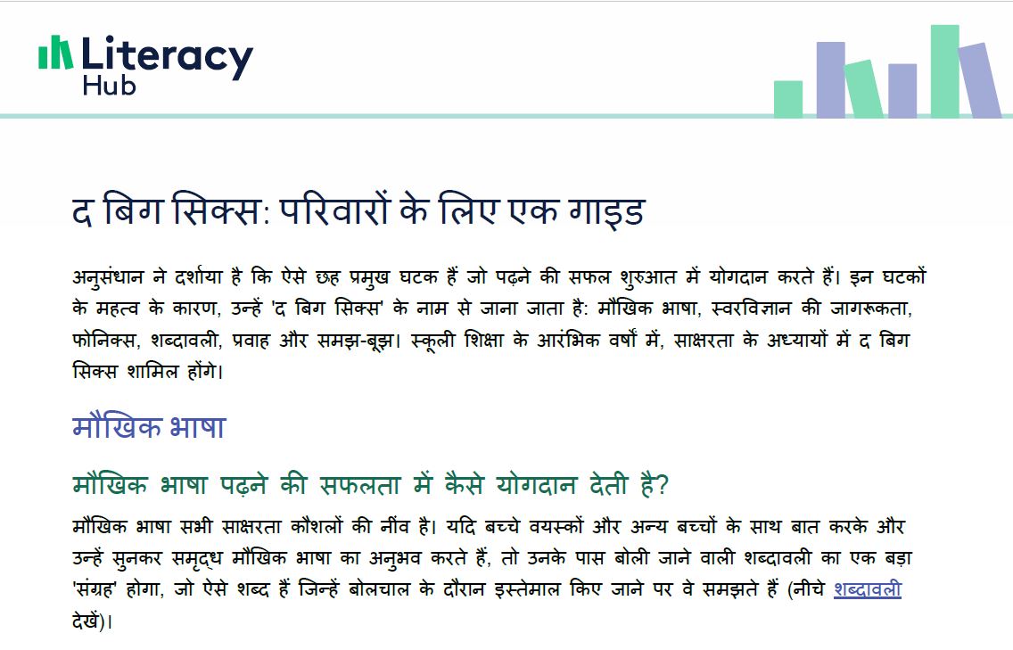 The Big Six: a guide for families Hindi Image